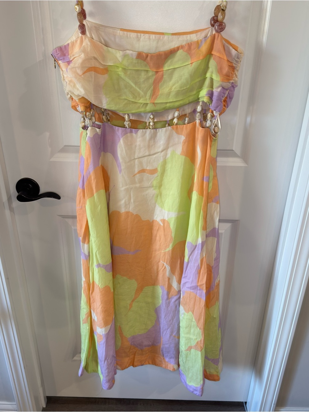 AMUR Georgie Beaded Waist Midi Dress in Multi - Picture 15 of 16